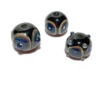 Image 3 of 3PC. KNOBBY Textured LARGE ROUND Focal lamp work bead mix. Kiln fired hand made lamp work beads CKS1