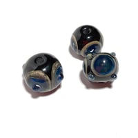 Image 6 of 3PC. KNOBBY Textured LARGE ROUND Focal lamp work bead mix. Kiln fired hand made lamp work beads CKS1