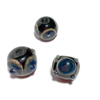 Image 7 of 3PC. KNOBBY Textured LARGE ROUND Focal lamp work bead mix. Kiln fired hand made lamp work beads CKS1
