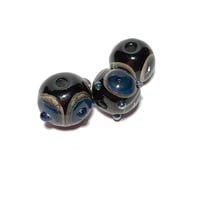 Image 8 of 3PC. KNOBBY Textured LARGE ROUND Focal lamp work bead mix. Kiln fired hand made lamp work beads CKS1