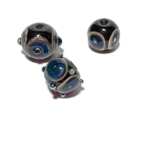 Image 1 of 3PC. KNOBBY Textured LARGE ROUND Focal lamp work bead mix. Kiln fired hand made lamp work beads CKS1