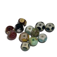 Image 2 of 12PC. DONUT Mixed Shape Texture & Color lamp work bead lot. Kiln fired  lamp work beads CKS-1B