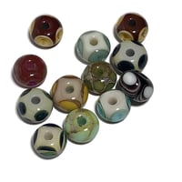 Image 3 of 12PC. DONUT Mixed Shape Texture & Color lamp work bead lot. Kiln fired  lamp work beads CKS-1B