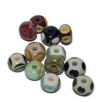 Image 1 of 12PC. DONUT Mixed Shape Texture & Color lamp work bead lot. Kiln fired  lamp work beads CKS-1B