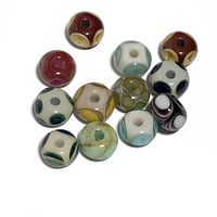 Image 4 of 12PC. DONUT Mixed Shape Texture & Color lamp work bead lot. Kiln fired  lamp work beads CKS-1B