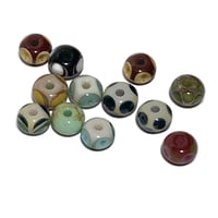 Image 5 of 12PC. DONUT Mixed Shape Texture & Color lamp work bead lot. Kiln fired  lamp work beads CKS-1B
