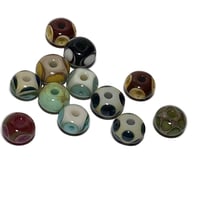 Image 6 of 12PC. DONUT Mixed Shape Texture & Color lamp work bead lot. Kiln fired  lamp work beads CKS-1B