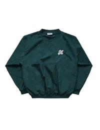 Image 1 of "Big M" Nylon Pullover Crewneck Forest Green/ Cream Embroidery