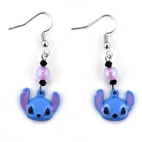 Image 1 of Blue Alien Dog Head Earrings – Mischievous, Lightweight, and Hypo-Allergenic