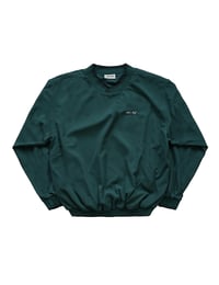 Image 1 of Nylon Pullover Crewneck Forest Green/ Cream Script Embroidery