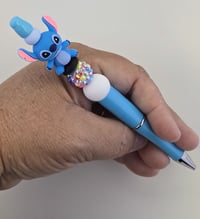 Image 4 of Blue Alien Dog Beaded Pen – Mischievous, Refillable, and Desk-Ready Fun
