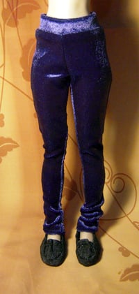 Image 3 of Handmade velvet purple leggings for MINIFEE, slim 1/4 bjd doll