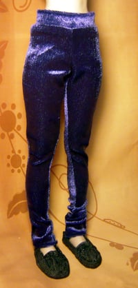 Image 4 of Handmade velvet purple leggings for MINIFEE, slim 1/4 bjd doll