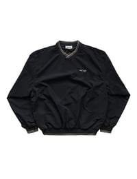 Image 1 of Nylon Pullover Crewneck Black/ Cream Script Embroidery