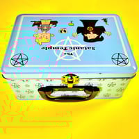 Image 2 of Official The Satanic Temple Merchandise Blue Metal Lunchbox OUT OF STOCK
