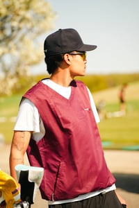 Image 4 of Script Nylon Pullover Vest Burgundy