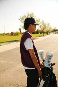 Image 5 of Script Nylon Pullover Vest Burgundy