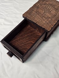 Image 2 of Wood Tarot Card Box with Single Drawer | Storage Chest for Runes, Amulets, Candles & Keepsakes