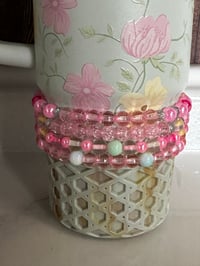 Image 3 of Spring Blossom Gold and Pastel Tumbler Bracelet Stack