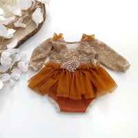 Image 1 of Newborn girls body-dress | Milana | dusty orange & beige