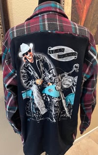 Vintage Wine/Gray/Teal Flannel Shirt Alan Jackson