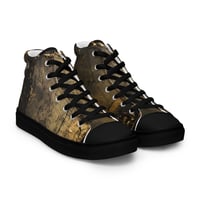 Image 18 of Black and Gold Tattered Textured Look Goth Women’s high top canvas shoes