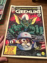 Screen Printed Gremlins poster signed by Joe Dante & Howie Mandel 