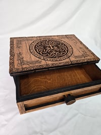 Image 2 of Wood Tarot Card Box with Three Drawer | Storage Chest for Runes, Amulets, Candles & Keepsakes
