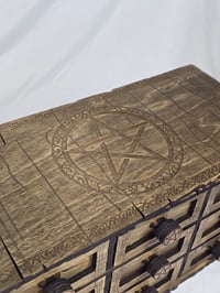 Image 2 of Wood Tarot Card Box with Nine Drawers | Storage Chest for Runes, Amulets, Candles & Keepsakes