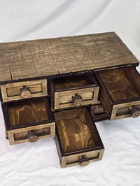 Image 3 of Wood Tarot Card Box with Nine Drawers | Storage Chest for Runes, Amulets, Candles & Keepsakes