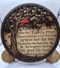 Image 1 of Wooden Cardinal Memorial Plaque with Stand | Sympathy Gift, Bereavement or Funeral Keepsake