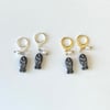 'pearly black fish' huggie hoop earrings