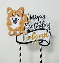 Image 1 of Personalized Dog Lovers Corgi Cake Topper Cake Centerpiece. Pet Lovers Party Decor