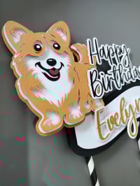 Image 2 of Personalized Dog Lovers Corgi Cake Topper Cake Centerpiece. Pet Lovers Party Decor