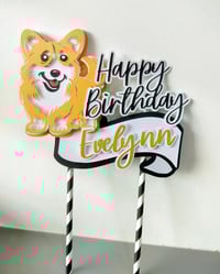 Image 3 of Personalized Dog Lovers Corgi Cake Topper Cake Centerpiece. Pet Lovers Party Decor