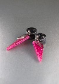 Image 2 of Isosceles Dangle Plugs - Stretched Ears - Epoxy Resin Plugs - Double Flared Plugs