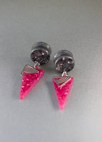 Image 3 of Isosceles Dangle Plugs - Stretched Ears - Epoxy Resin Plugs - Double Flared Plugs
