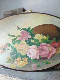 Image 1 of Peinture à l'huile sur panneau ovale en bois 