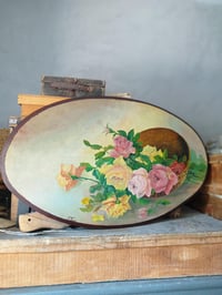 Image 2 of Peinture à l'huile sur panneau ovale en bois 