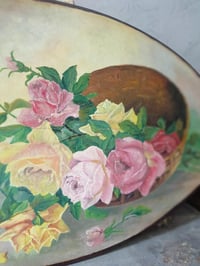 Image 3 of Peinture à l'huile sur panneau ovale en bois 