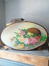 Image 4 of Peinture à l'huile sur panneau ovale en bois 