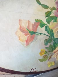 Image 6 of Peinture à l'huile sur panneau ovale en bois 