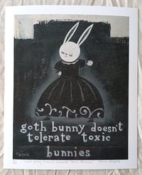 Image 1 of PRINT - Goth Bunny Doesn't Tolerate Toxic Bunnies