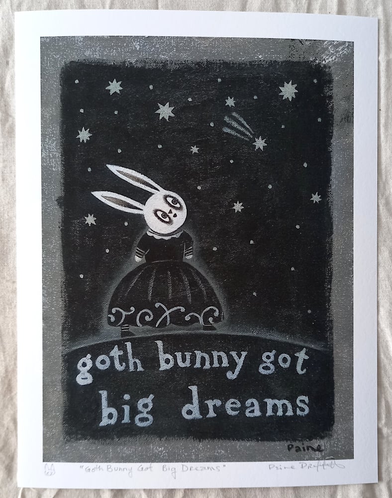 Image of PRINT - Goth Bunny Got Big Dreams
