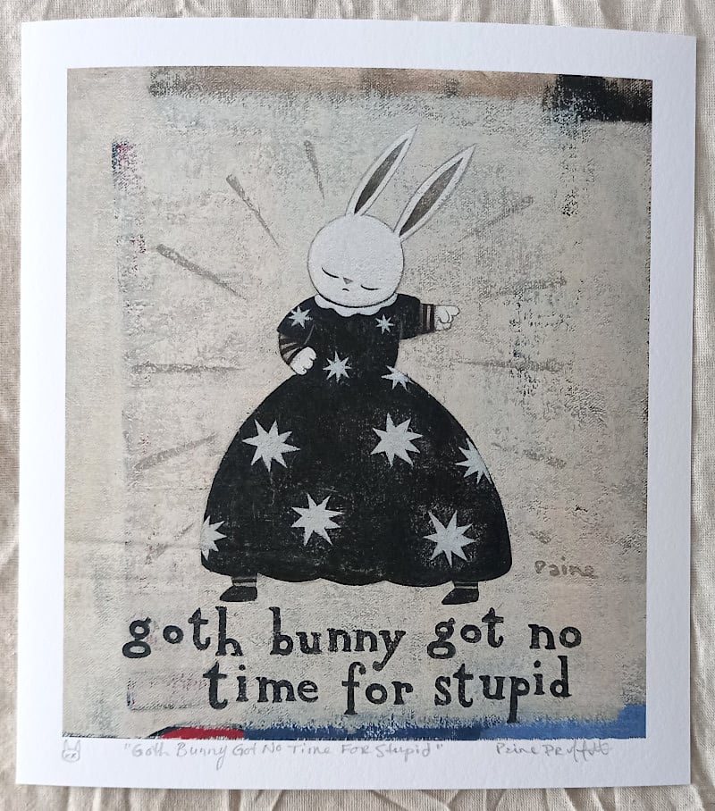 Image of PRINT - Goth Bunny Got No Time For Stupid