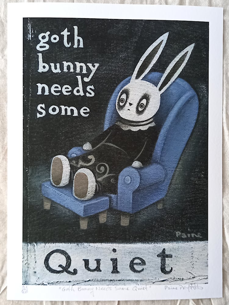 Image of PRINT - Goth Bunny Needs Some Quiet