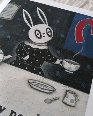 Image of PRINT - Goth Bunny Needs Tea