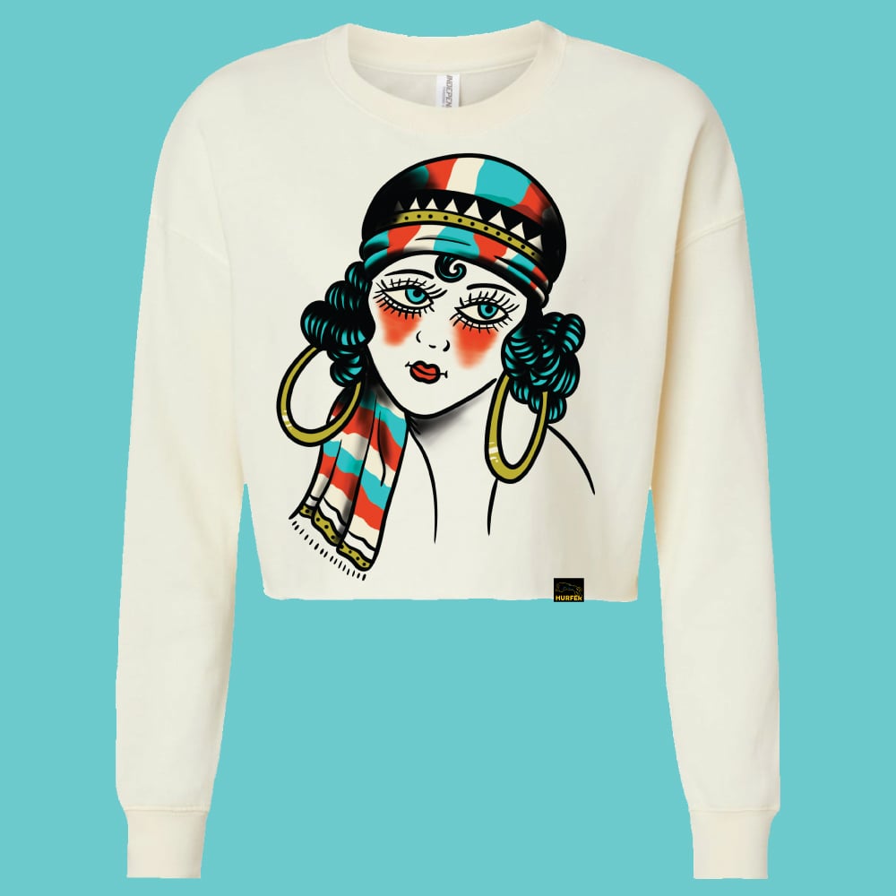 Lady Head- Ladies Crop Crew Neck