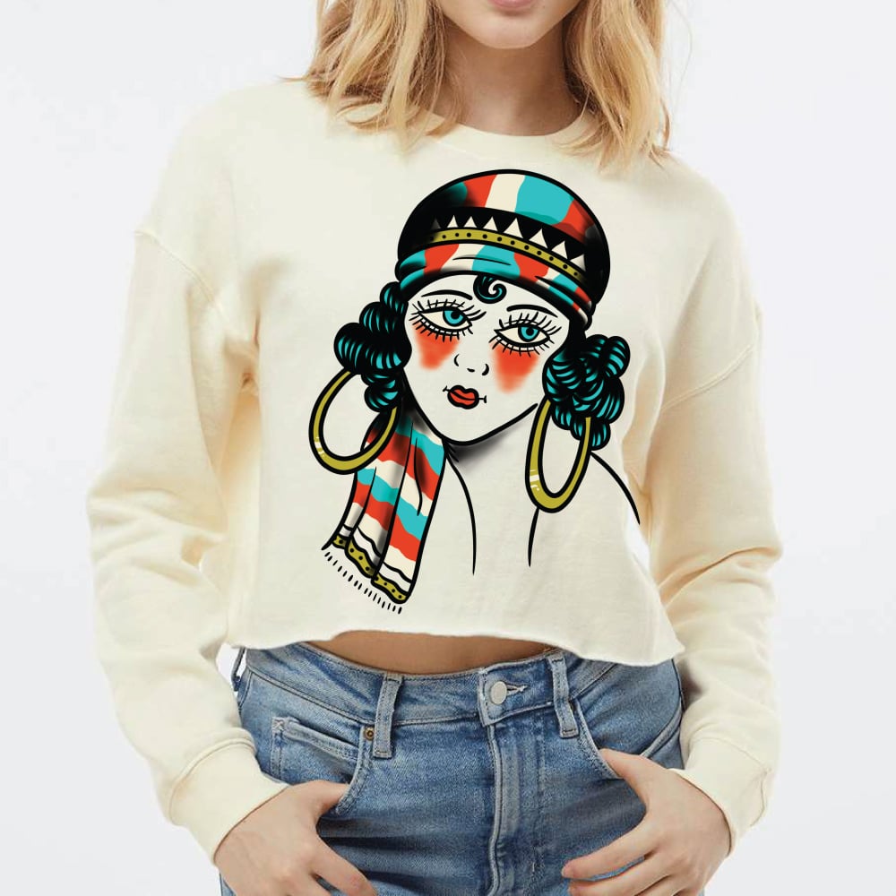 Lady Head- Ladies Crop Crew Neck
