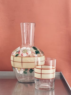 Æbleblomst sengekant karaffel med glas